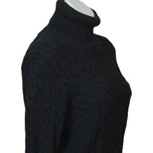Ralph Lauren women's black cable knit large turtleneck sweater